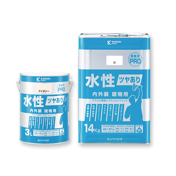カンペハピオ ペンキ 塗料 水性 つやあり アイボリー 14L 水性シリコン多用途 日本製 ハピオセレクト 00017650071140 
